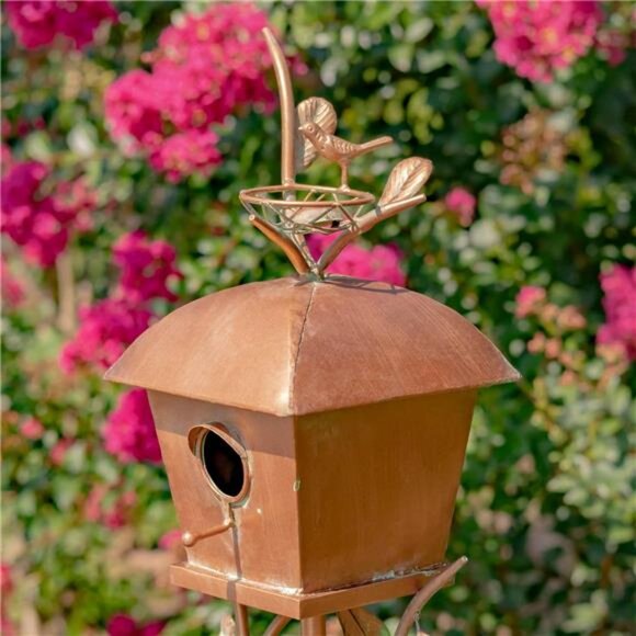 Zaer Ltd. Large Copper Colored Birdhouse Garden Stakes (Square Shape) - Picture 6 of 8